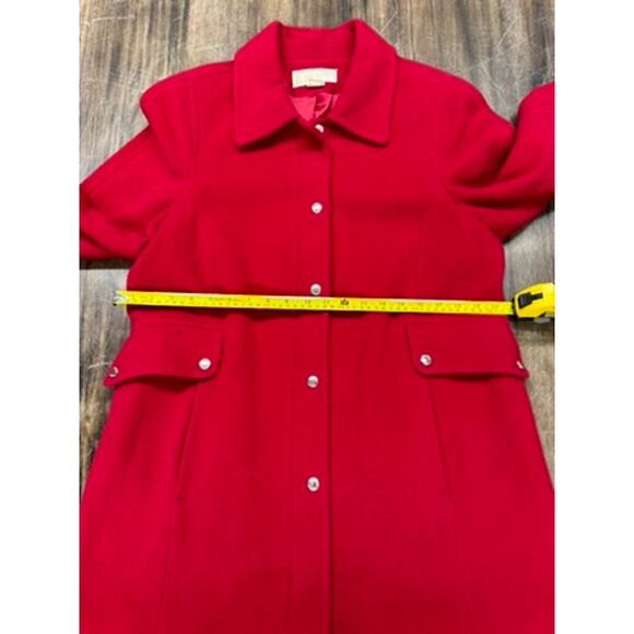 MICHAEL‎ Michael Kors 100% Red Wool Coat, Snap, Zipper, Size 14 Womens - Picture 13 of 16